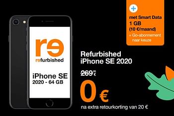 Promoties Apple refurbished iphone se 2020 - Apple - Geldig van 11/03/2024 tot 24/03/2024 bij Orange