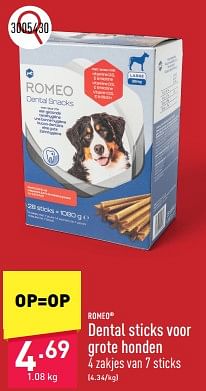 Promotions Dental sticks voor grote honden - Romeo - Valide de 25/03/2024 à 30/03/2024 chez Aldi