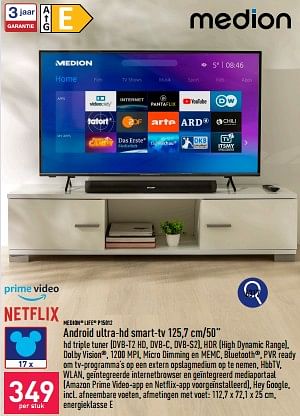 Promoties Medion life p15012 android ultra-hd smart-tv 125,7cm-50`` - Medion - Geldig van 25/03/2024 tot 30/03/2024 bij Aldi
