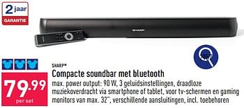 Promotions Sharp compacte soundbar met bluetooth - Sharp - Valide de 25/03/2024 à 30/03/2024 chez Aldi