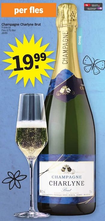 Promoties Champagne charlyne brut - Champagne - Geldig van 18/03/2024 tot 24/03/2024 bij Albert Heijn