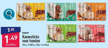Promotions Kauwsticks voor honden - Romeo - Valide de 25/03/2024 à 30/03/2024 chez Aldi