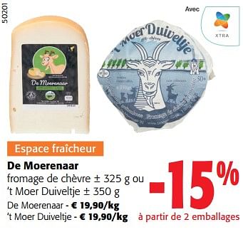 Promotions De moerenaar fromage de chèvre ou ‘t moer duiveltje - Kaasboerderij De Moerenaar - Valide de 13/03/2024 à 26/03/2024 chez Colruyt