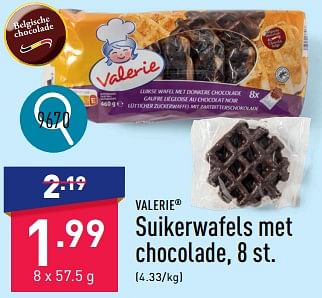 Promotions Suikerwafels met chocolade - Valerie - Valide de 25/03/2024 à 30/03/2024 chez Aldi