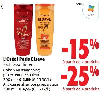 Promotions L’oréal paris elseve tout l’assortiment - L'Oreal Paris - Valide de 13/03/2024 à 26/03/2024 chez Colruyt