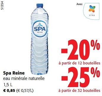 Promotions Spa reine eau minérale naturelle - Spa - Valide de 13/03/2024 à 26/03/2024 chez Colruyt