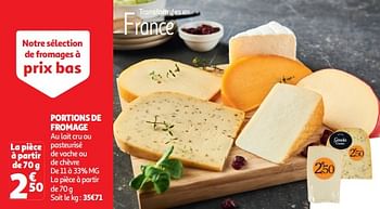 Promoties Portions de fromage - Huismerk - Auchan - Geldig van 19/03/2024 tot 31/03/2024 bij Auchan