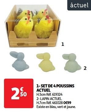 Promoties Set de 4 poussins actuel - Huismerk - Auchan - Geldig van 19/03/2024 tot 31/03/2024 bij Auchan