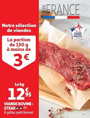 Promoties Viande bovine : steak - Huismerk - Auchan - Geldig van 19/03/2024 tot 31/03/2024 bij Auchan