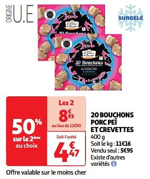 Promoties 20 bouchons porc peî et crevettes - Huismerk - Auchan - Geldig van 19/03/2024 tot 31/03/2024 bij Auchan