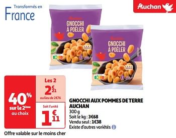 Promotions Gnocchi aux pommes de terre auchan - Produit Maison - Auchan Ronq - Valide de 19/03/2024 à 31/03/2024 chez Auchan Ronq