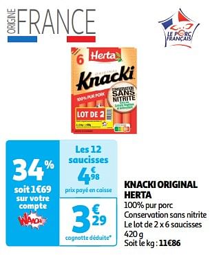 Promotions Knacki original herta - Herta - Valide de 19/03/2024 à 31/03/2024 chez Auchan Ronq