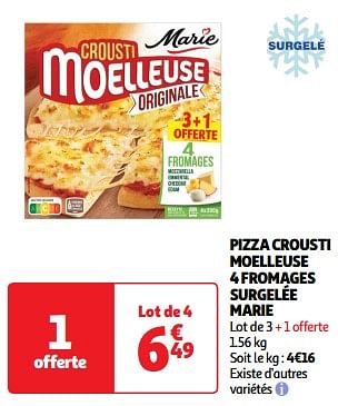 Promoties Pizza crousti moelleuse 4 fromages surgelée marie - Marie - Geldig van 19/03/2024 tot 31/03/2024 bij Auchan