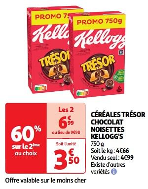 Promotions Céréales trésor chocolat noisettes kellogg`s - Kellogg's - Valide de 19/03/2024 à 31/03/2024 chez Auchan Ronq