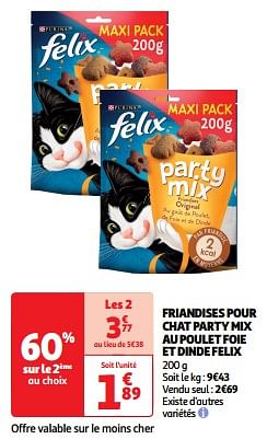 Promotions Friandises pour chat party mix au poulet foie et dinde felix - Purina - Valide de 19/03/2024 à 31/03/2024 chez Auchan Ronq