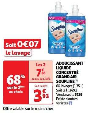 Promoties Adoucissant liquide concentré grand air soupline - Soupline - Geldig van 19/03/2024 tot 31/03/2024 bij Auchan