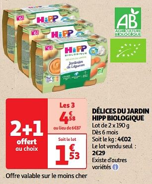 Promoties Délices du jardin hipp biologique - Hipp - Geldig van 19/03/2024 tot 31/03/2024 bij Auchan