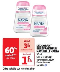 Déodorant bille fraîcheur naturelle narta-Narta