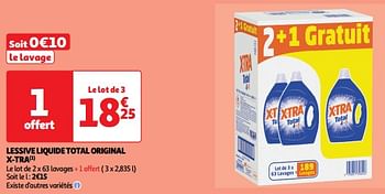 Promoties Lessive liquide total original x-tra - X-TRA - Geldig van 19/03/2024 tot 31/03/2024 bij Auchan