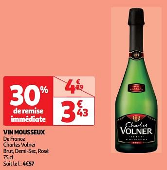 Promotions Vin mousseux de france charles volner brut, demi-sec, rosé - Mousseux - Valide de 19/03/2024 à 31/03/2024 chez Auchan Ronq