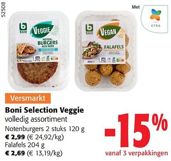 Promoties Boni selection veggie volledig assortiment - Boni - Geldig van 13/03/2024 tot 26/03/2024 bij Colruyt