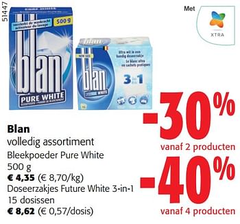 Promoties Blan volledig assortiment bleekpoeder pure white - Blan - Geldig van 13/03/2024 tot 26/03/2024 bij Colruyt
