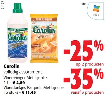 Promoties Carolin volledig assortiment vloerreiniger met lijnolie - Carolin - Geldig van 13/03/2024 tot 26/03/2024 bij Colruyt