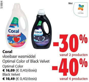 Promoties Coral vloeibaar wasmiddel optimal color of black velvet - Coral - Geldig van 13/03/2024 tot 26/03/2024 bij Colruyt