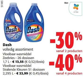 Promoties Dash volledig assortiment vloeibaar wasmiddel - Dash - Geldig van 13/03/2024 tot 26/03/2024 bij Colruyt