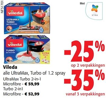 Promoties Vileda alle ultramax, turbo of 1.2 spray - Vileda - Geldig van 13/03/2024 tot 26/03/2024 bij Colruyt