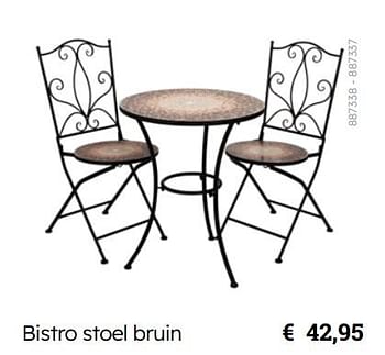 Promotions Bistro stoel bruin - Produit Maison - Multi Bazar - Valide de 08/03/2024 à 30/06/2024 chez Multi Bazar