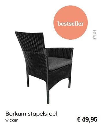 Promoties Borkum stapelstoel wicker - Huismerk - Multi Bazar - Geldig van 08/03/2024 tot 30/06/2024 bij Multi Bazar