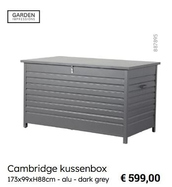 Promoties Cambridge kussenbox - Garden Impressions - Geldig van 08/03/2024 tot 30/06/2024 bij Multi Bazar