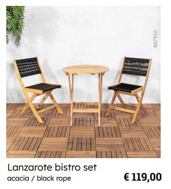 Promoties Lanzarote bistro set - Huismerk - Multi Bazar - Geldig van 08/03/2024 tot 30/06/2024 bij Multi Bazar