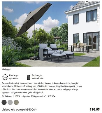 Promoties Lisboa alu parasol - Platinum Casual Living - Geldig van 08/03/2024 tot 30/06/2024 bij Multi Bazar