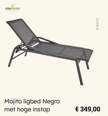 Promotions Mojito ligbed negro met hoge instap - Lesli Living - Valide de 08/03/2024 à 30/06/2024 chez Multi Bazar