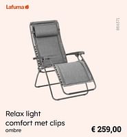 Promoties Relax light comfort met clips - Lafuma - Geldig van 08/03/2024 tot 30/06/2024 bij Multi Bazar