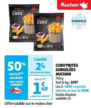 Promoties Curv`frites surgelées auchan - Huismerk - Auchan - Geldig van 19/03/2024 tot 31/03/2024 bij Auchan