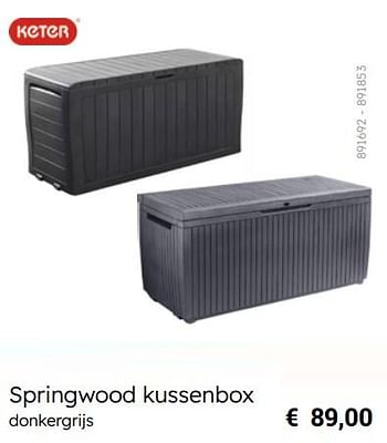 Promotions Springwood kussenbox - Keter - Valide de 08/03/2024 à 30/06/2024 chez Multi Bazar