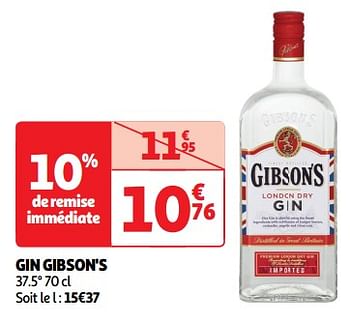Promotions Gin gibson`s - Gibson`s - Valide de 19/03/2024 à 31/03/2024 chez Auchan Ronq