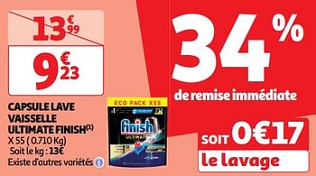 Promotions Capsule lave vaisselle ultimate finish - Finish - Valide de 19/03/2024 à 31/03/2024 chez Auchan Ronq