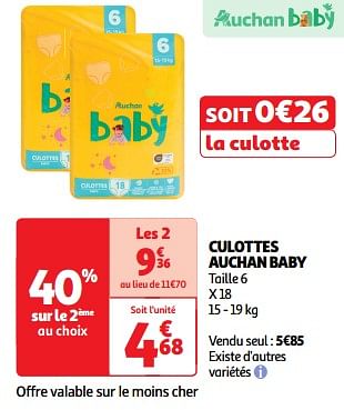 Promotions Culottes auchan baby - Produit Maison - Auchan Ronq - Valide de 19/03/2024 à 31/03/2024 chez Auchan Ronq