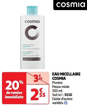 Promotions Eau micellaire cosmia - Cosmia - Valide de 19/03/2024 à 31/03/2024 chez Auchan Ronq