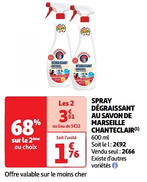 Promoties Spray dégraissant au savon de marseille chanteclair - Chanteclair - Geldig van 19/03/2024 tot 31/03/2024 bij Auchan