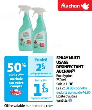 Promoties Spray multi usage desinfectant auchan - Huismerk - Auchan - Geldig van 19/03/2024 tot 31/03/2024 bij Auchan