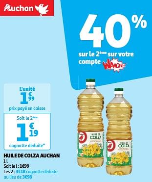 Promoties Huile de colza auchan - Huismerk - Auchan - Geldig van 19/03/2024 tot 31/03/2024 bij Auchan