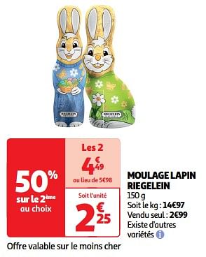 Promotions Moulage lapin riegelein - Riegelein - Valide de 19/03/2024 à 31/03/2024 chez Auchan Ronq