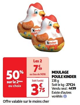 Promotions Moulage poule kinder - Kinder - Valide de 19/03/2024 à 31/03/2024 chez Auchan Ronq