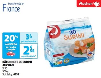 Promotions Bâtonnets de surimi auchan - Produit Maison - Auchan Ronq - Valide de 19/03/2024 à 31/03/2024 chez Auchan Ronq