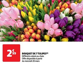 Promoties Bouquet de 7 tulipes - Huismerk - Auchan - Geldig van 19/03/2024 tot 31/03/2024 bij Auchan